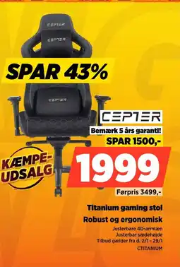 Power CEPTER Titanium gaming stol tilbud