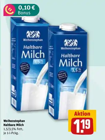 REWE DE Weihenstephan Haltbare Milch tilbud