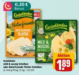 REWE DE Grünländer mild & nussig Scheiben oder Naturfreunde Tilsiter Scheiben tilbud