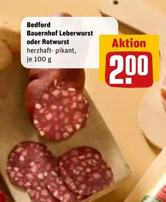 REWE DE Bedford Bauernhof Leberwurst oder Rotwurst tilbud