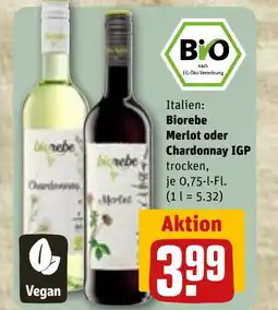 REWE DE Biorebe Merlot oder Chardonnay IGP tilbud