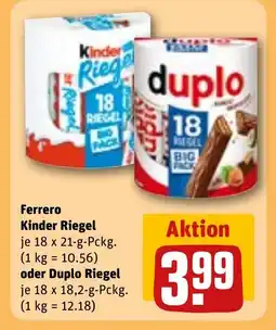 REWE DE Ferrero Kinder Riege oder Duplo Riegel tilbud