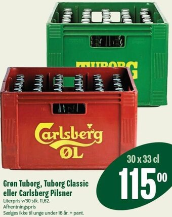 Min Købmand Grøn Tuborg,Tuborg Classic Eller Carlsberg Pilsner tilbud