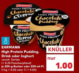 Kaufland DE EHRMANN High Protein Pudding, Drink oder Joghurt tilbud