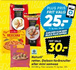 Bilka Naturli' retter / Daloon forårsruller / mini samosa tilbud