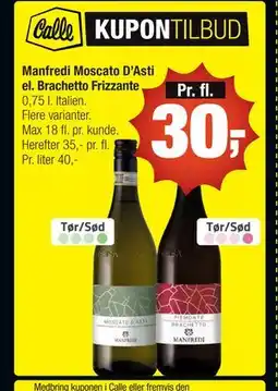 Calle Manfredi Moscato D’Asti el. Brachetto Frizzante tilbud