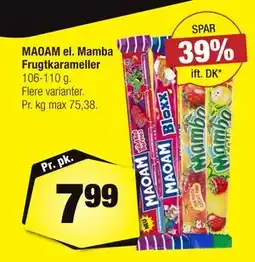 Calle MAOAM el. Mamba Frugtkarameller tilbud
