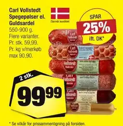 Calle Carl Vollstedt Spegepølser el. Guldsardel tilbud