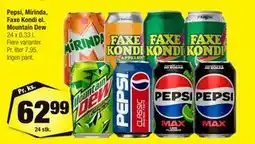 Calle Pepsi, Mirinda, Faxe Kondi el. Mountain Dew tilbud