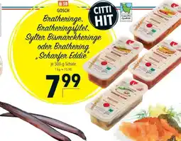 Citti Bratheringsfilet. Sylter Bismarckheringe oder Brathering Scharfer Eddie tilbud