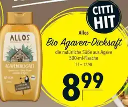 Citti Allos Bio Agaven-Dicksaft tilbud