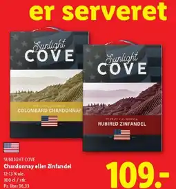 Lidl Sunlight Cove - Chardonnay eller Zinfandel (box) tilbud