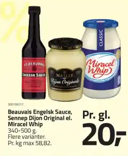 Fleggaard Beauvais Engelsk Sauce Sennep Dijon Original el. Miracel Whip tilbud