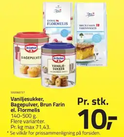 Fleggaard Vaniljesukker, Bagepulver, Brun Farin el. Flormelis tilbud
