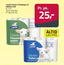 Fleggaard Lambi Classic Toiletpapir el. Køkkenrulle tilbud