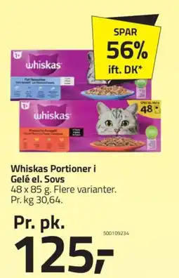 Fleggaard Whiskas Portioner i Gelé el. Sovs tilbud