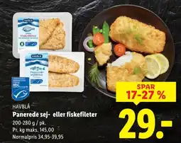 Lidl HAVBLÅ Panerede sej- eller fiskefileter tilbud