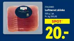 Lidl ITALIAMO Lufttørret skinke tilbud