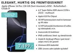 CBC Apple iPhone 16 Pro 128 GB (Sort titanium) eSIM - Refurbished Grade B tilbud