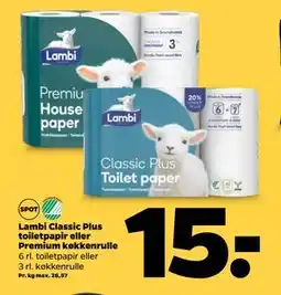 Netto Lambi Classic Plus toiletpapir eller Premium køkkenrulle tilbud