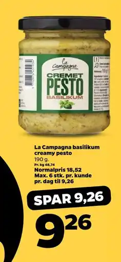 Netto La Campagna basilikum creamy pesto tilbud