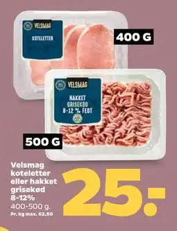 Netto Velsmag koteletter eller hakket grisekød 8-12% tilbud
