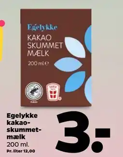 Netto Egelykke kakaoskummetmælk tilbud