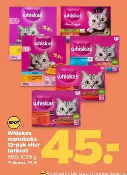 Netto Whiskas menuboks 12-pak eller tørkost tilbud