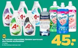 Netto A+ flydende vaskemiddel, Rodalon sportsvask eller Dunlet skyllemiddel tilbud