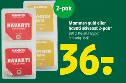Coop 365 Mammen guld eller havati skiveost 2-pak* tilbud