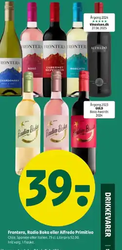 Coop 365 Frontera, Radio Boka eller Alfredo Primitivo tilbud