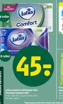 Coop 365 Lotus Comfort toiletpapir eller Premium køkkenrulle* tilbud