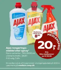 Coop 365 Ajax rengørings- middel eller spray* tilbud