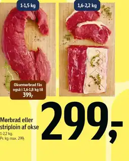 Føtex Mørbrad eller striploin af okse tilbud