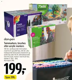 Føtex Dan pen twinmarkers, brushes eller acrylic markers tilbud