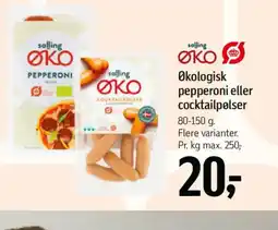 Føtex OKO Økologisk pepperoni eller cocktailpølser tilbud