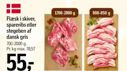 Føtex Flæsk i skiver, spareribs eller stegeben af dansk gris tilbud