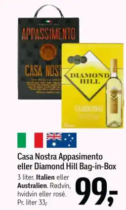 Føtex Casa Nostra Appasimento eller Diamond Hill Bag-in-Box tilbud