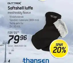 Thansen Softshell luffe med teddy fleece tilbud