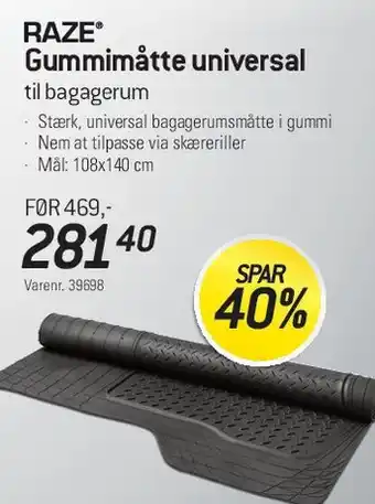 RAZE Gummimåtte universal (til bagagerum)