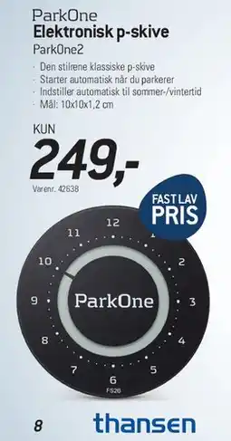 Thansen ParkOne Elektronisk p‑skive (ParkOne2) tilbud