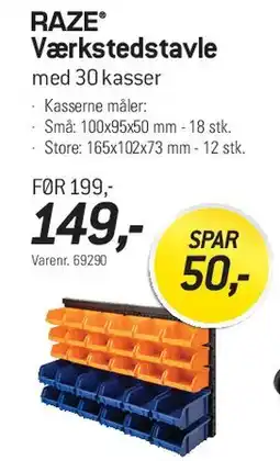 Thansen RAZE Værkstedstavle med 30 kasser tilbud