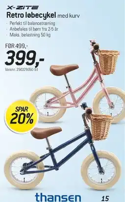 Thansen Retro løbecykel med kurv tilbud