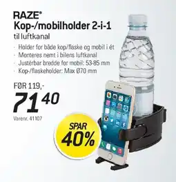 Thansen RAZE Kop-/mobilholder 2-i-1 til luftkanal tilbud