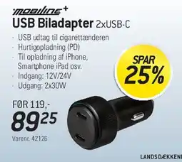 Thansen USB Biladapter 2xUSB-C tilbud