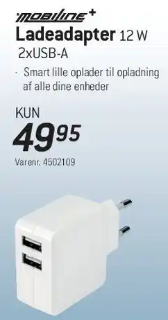 Thansen Ladeadapter 12 W 2xUSB-A tilbud