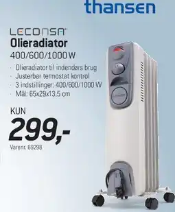 Thansen Oljerad­iator 400/600/1000 W tilbud