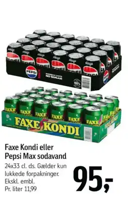 Føtex Faxe Kondi eller Pepsi Max sodavand tilbud