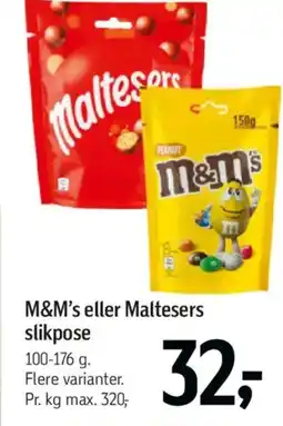 Føtex M&M's eller Maltesers slikpose tilbud