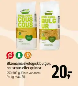 Føtex Økomama økologisk bulgur, couscous eller quinoa tilbud